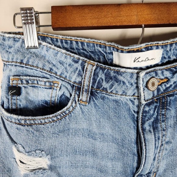 Kancan Pants Womens 7 / 27 Denim Jeans Distressed Bobbie High Rise Straight Crop - Picture 8 of 15